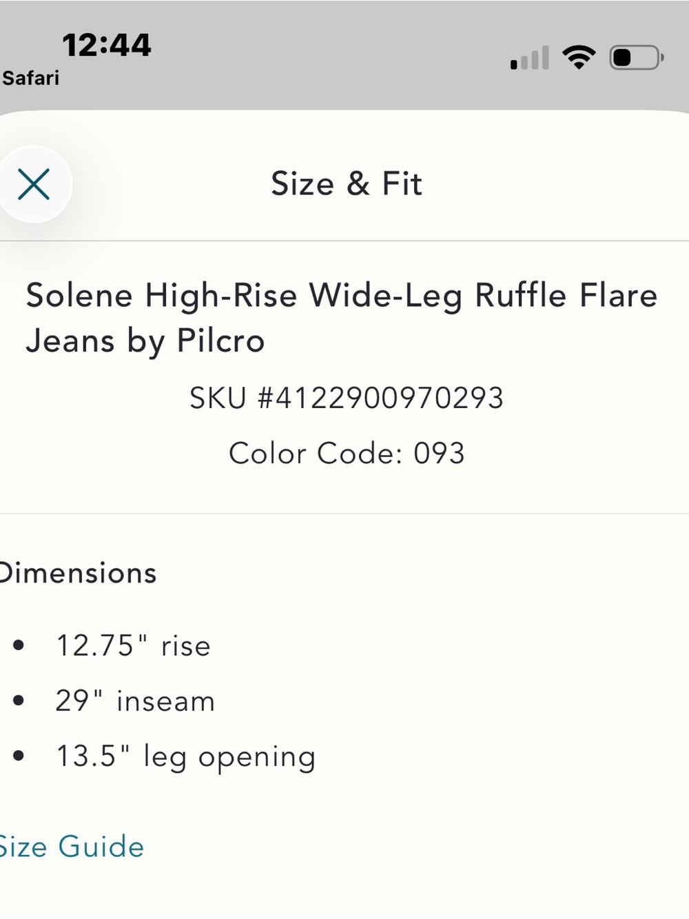Pilcro Solene High Rise Wide Leg Ruffle Flare Blue Denim Jeans Size 30 Tall - Picture 5 of 5